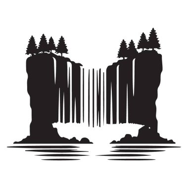 Görkemli Şelale Siluet Vektör Doğaya Hevesli Resimler