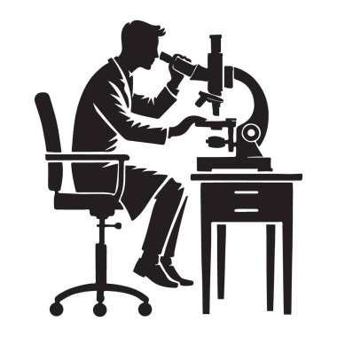 Mikroskop Çizimi ile Örnekleri İnceleyen Bilim Adamlarının Silueti
