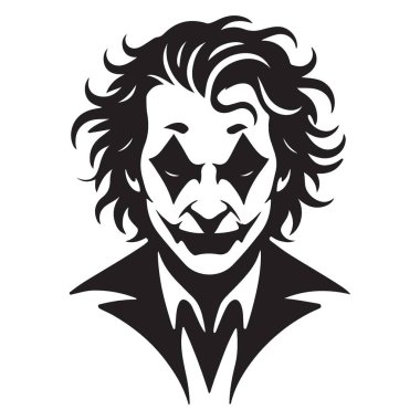 DC Comics 'ten Joker Silueti Karakteri Portre Vektörü İllüstrasyonu