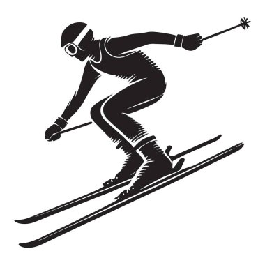 Siluet Kayakçı Alp Kayak Kış Sporu Vektör Grafikleri Sanatı