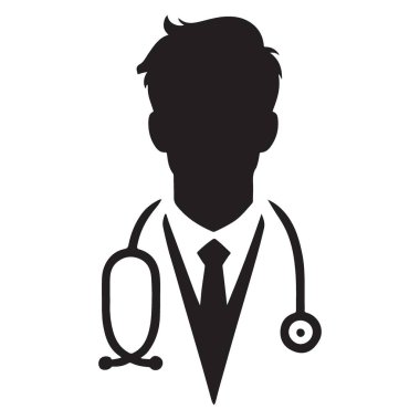 Stetoskop tıbbı profesyoneli ile Doktor Siluet vektör çizimi