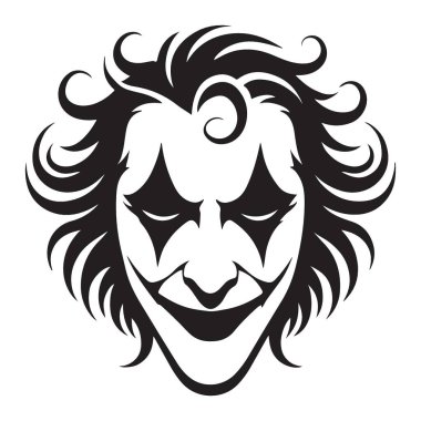 Joker yüz siluet vektör portresi koyu temalı çizgi roman