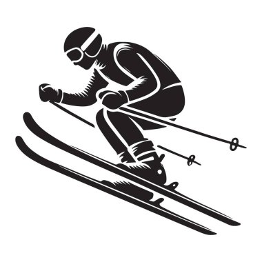 Siluet Tepe Kayakçısı Toz Kar Resimleriyle Uzman Oymacılığı