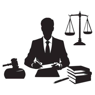 Avukat Silueti İllüstrasyon Vektör Tasarımı Hukuki Uzmanlığın Sembolü