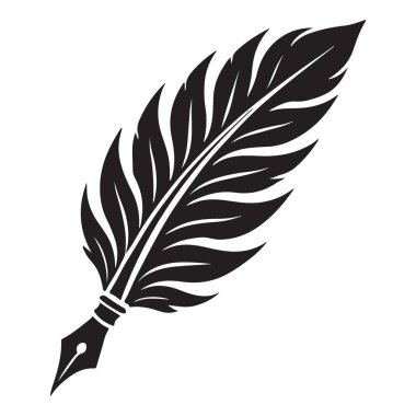 Tüy Tüy Kalemi İllüstrasyon Vektörü Kadim Yazma Aracı Silüeti