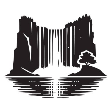 Muhteşem Şelale Manzarası Görüntü Vektörü Doğanın Güzellik Çizimi