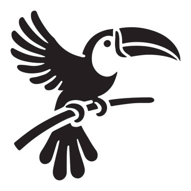 Tukan Silueti Ekzotik Kuş Konulu Çizim Tropik Vektör Tasarımı