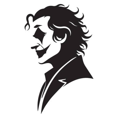 İkonik kötü karakter tasarımı için Joker silueti sanat çizimi