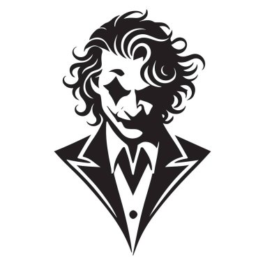 Çizgi roman kötü karakterinin Joker Silueti Vektör İllüstrasyonu