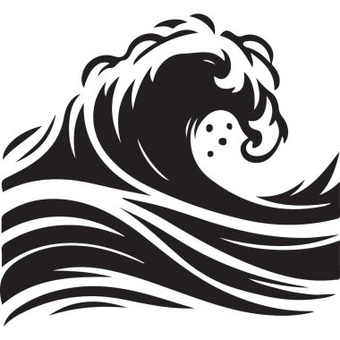 Güçlü Dalgalı Okyanus Dalgasının Dinamik Silüet Vektör Grafiği