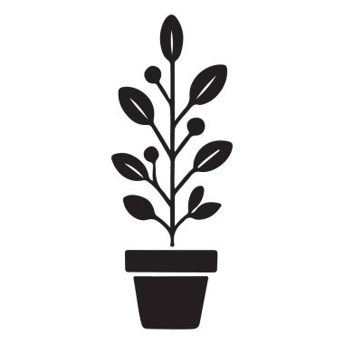 Ofis dekorasyonu için saksıda bitki silueti yetiştirme