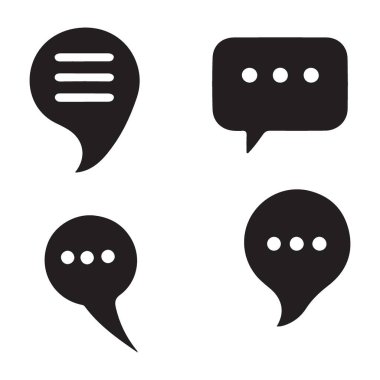 İletişim tasarımı ögeleri için konuşma balonu silueti çizimleri