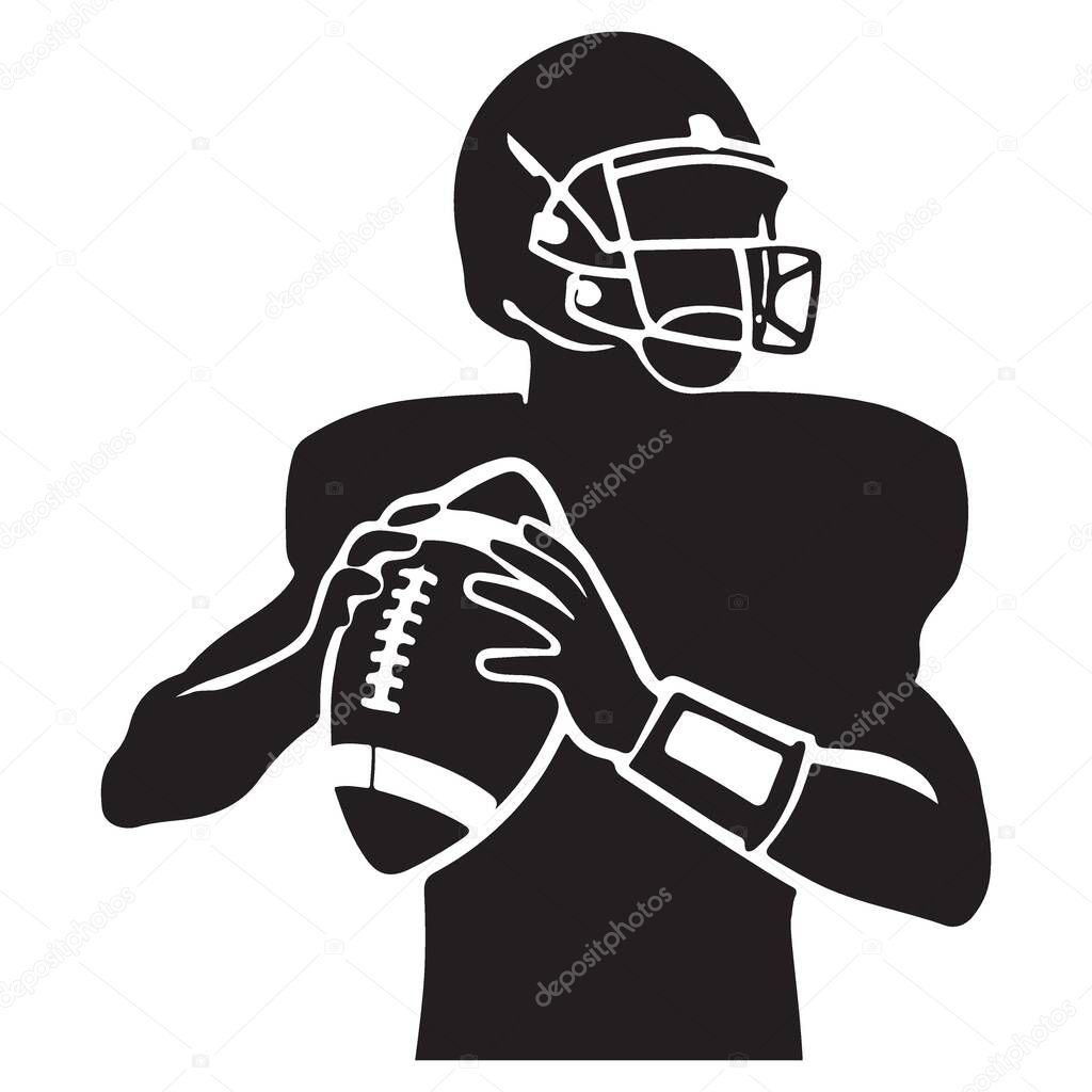 American football quarterback player silhouette vector graphic design