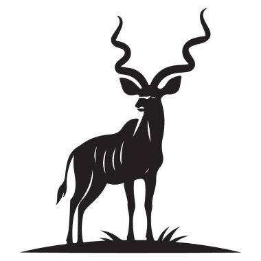 Görkemli Büyük Kudu Antilop Görüntü Vahşi Yaşam Hayvan Sanatı