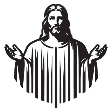 Serene Jesus Christ Illustration Siluet with Open Arms Design