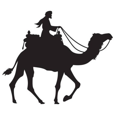 Bilge Adam Deve Sürücüsü Vektör Çizim Tasarımı Silueti