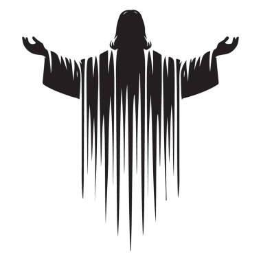 Açık Kollu Vektör Sanat Tasarımı ile İsa Mesih Silueti
