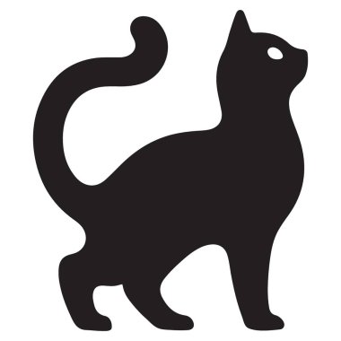 Zarif Kedi A Black Cat Vector Art Siluet Çizimi