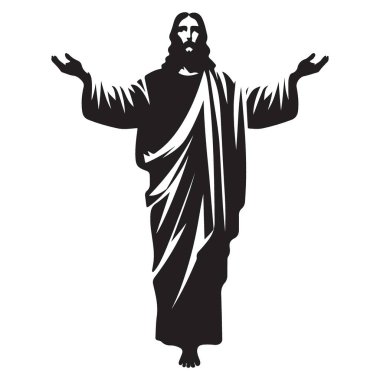 Açık Kollu Vektör İllüzyonlu İsa 'nın Silueti