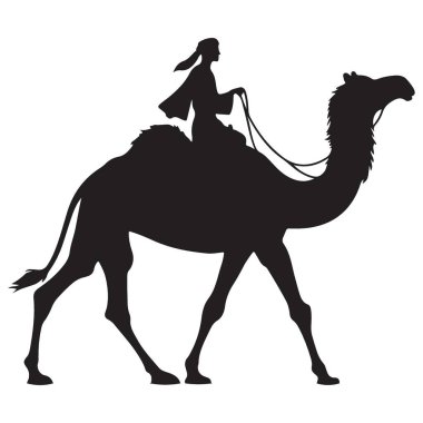 Çöl Resimlerinde Deve Binen Siluet Kişi