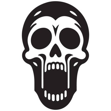 Vampir kafatası silueti çığlık atan illüstrasyon vektör görüntü şablonu