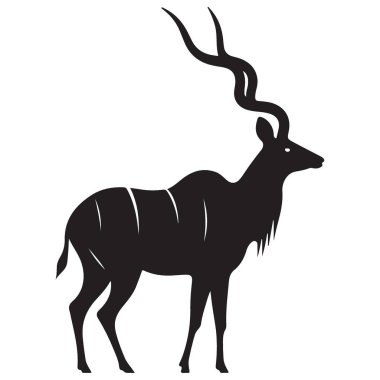 Zarif Kudu Silueti Vahşi Yaşam Afrika Antilobu Boynuz Tasarımı