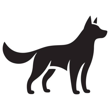 Köpeğin silueti tüm vücut vektör çizimi sakince duruyor