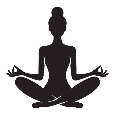 Siluet Yoga Meditasyon Huzur Ruhsal Bilinci Çizimi