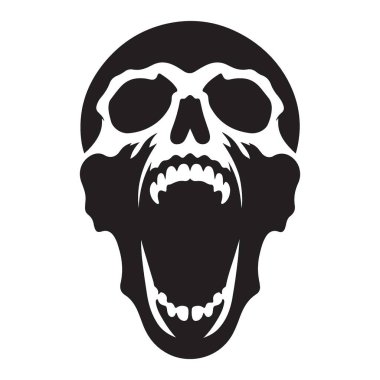 Çığlık atan Kurukafa Silueti Vektör Görüntü Ürkütücü Korku Tasarımı