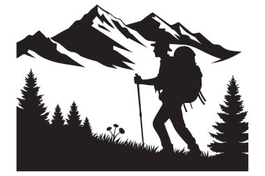 Yürüyüşçülerin silueti doğa maceralarında geziniyor.