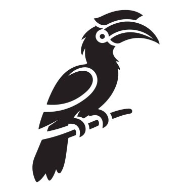 Kuşbilimci Aşıklar için Zarif Boynuz gagalı Kuş Silueti Vektör Grafik Tasarımı