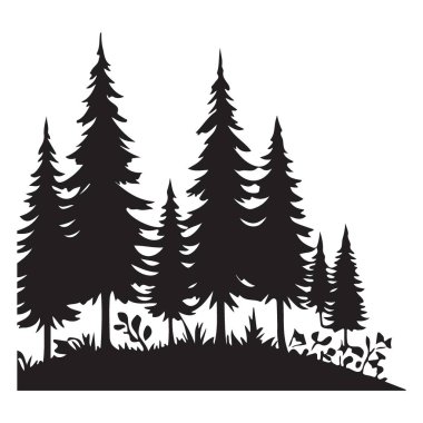 Çam Ağaçları Siluet Vektör Sanatı Serene Doğa Arkaplanını Keşfediyor