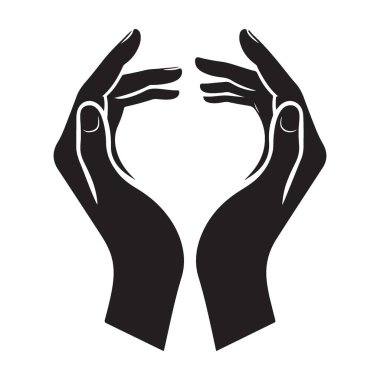 Cupped Hands Siluet Vektör Koruma ve Verme İllüstrasyonu