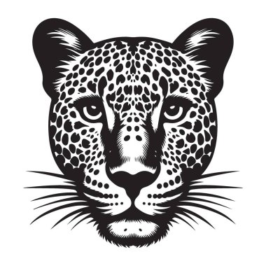 Vahşi Yaşamı Koruma için Leopar Yüzlü Siluet Vektör Grafiği