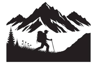 Dinamik Dağ Yürüyüşçüsü Görüntü Dış Tanıtımları için Görüntü