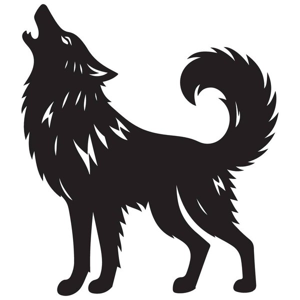 Howling Wolf Silhouette Vector Illustration Wildlife Predator Design