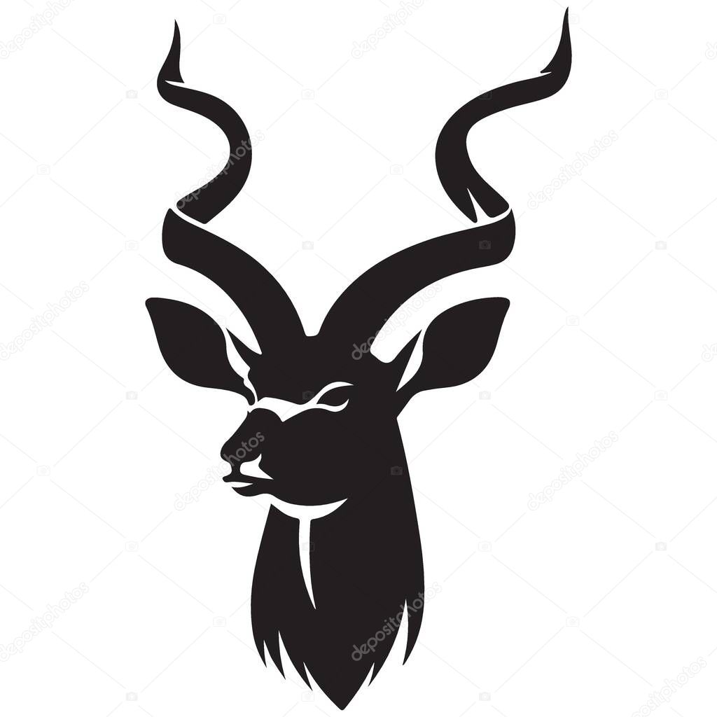 Striking Kudu Head Silhouette Illustration for Graphic Design Projects