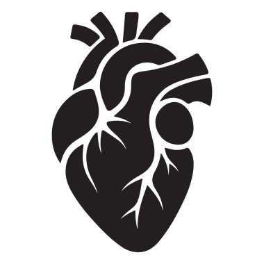 Tıbbi ve Sağlık Grafikleri için Anatomik Kalp Siluet Vektörü