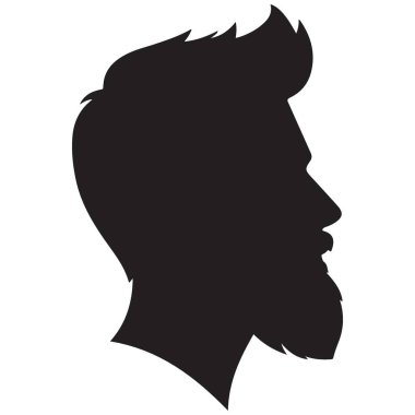 Berber Dükkanları için Ayrıntılı Sakallı Adam Siluet Vektör İllüstrasyonu