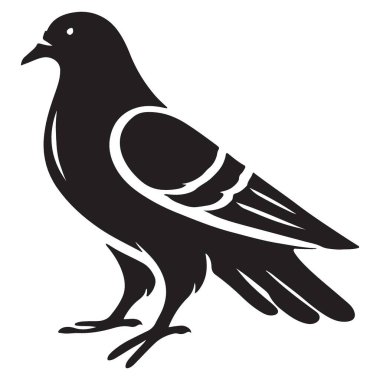 Güvercin Silueti Vektör İllüstrasyonu Ayakta Duran Kuş Grafik Tasarım Elemanı