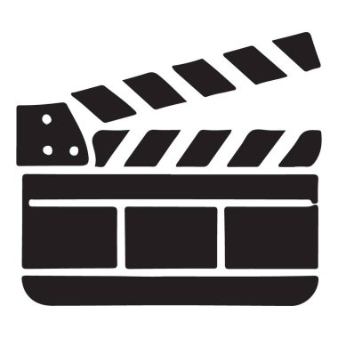 Black Clapperboard Illustration Film Yapımı ve Film Yapımcılığını Belirtiyor