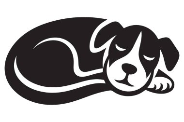 Sevimli Uyuyan Köpek Siluet Vektör Hayvanlar İçin İllüzyon