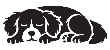 Köpek severler için Uyuyan Spaniel Siluet Vektör İllüzyonu