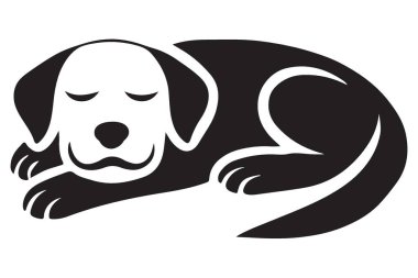 Tatlı Uyuyan Siyah Labrador Siluet Vektör Resmini İndir