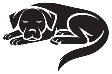 Huzurlu Uyuyan Siyah Labrador Siluet Vektör Sanatı İndir