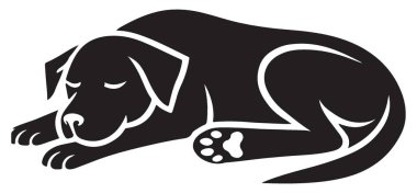 Uyuyan Siyah Labrador Silueti Hayvan Sevenler için Vektör Grafiği