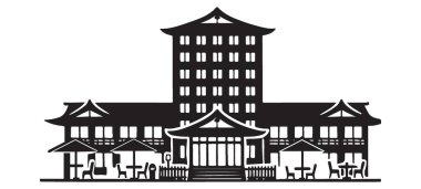 Asya Stili Otel Siluet Turizm Sanayii Tasarımı Görüntü Görüntüsü