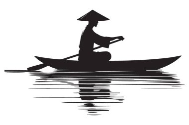 Su vektörü illüstrasyonunda kürekçinin silueti