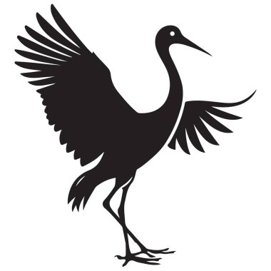 Turna Kanatlı Siluet Vektör Resimlendirme Uçan Sanat Tasarım Şablonu