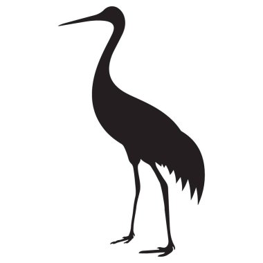 Grafik Tasarım Projeleri için Zarif Crane Silueti Vektör Sanat İllüstrasyonu